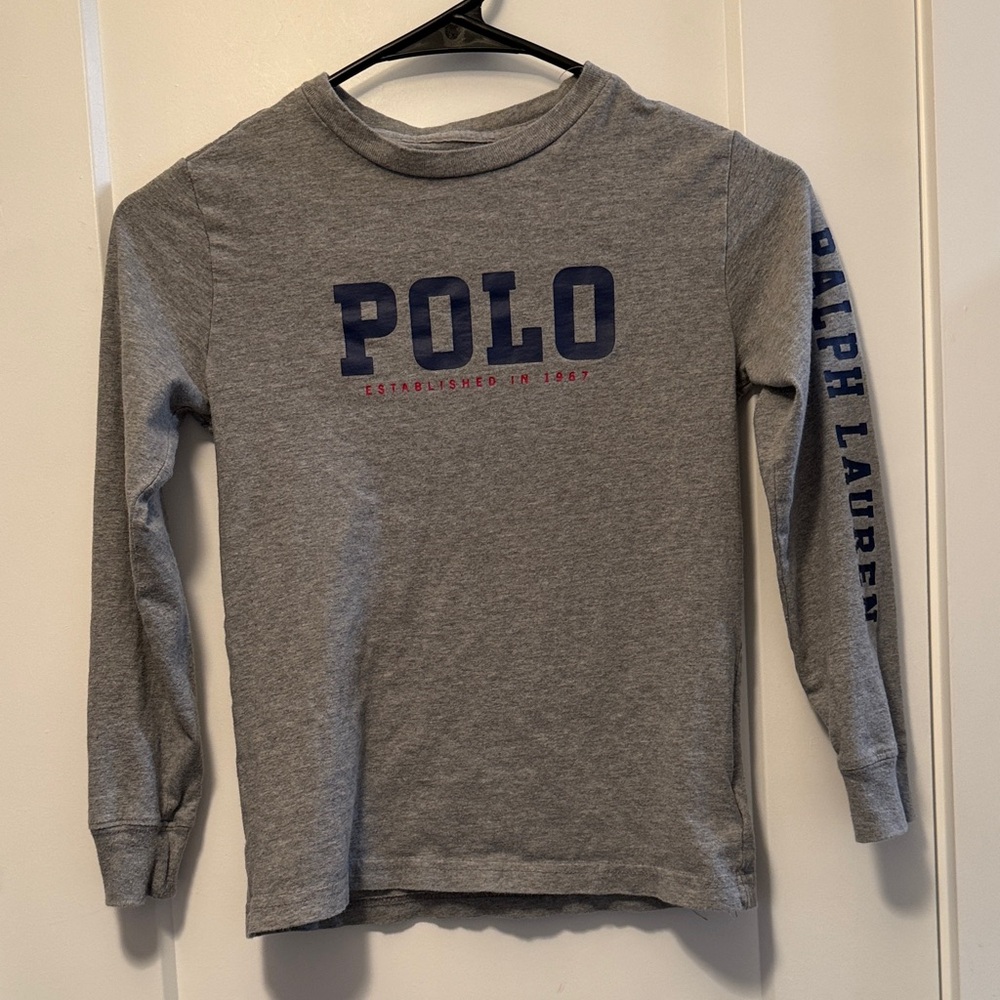 Polo by Ralph Lauren Kids Long Sleeve Gray Tee size 7